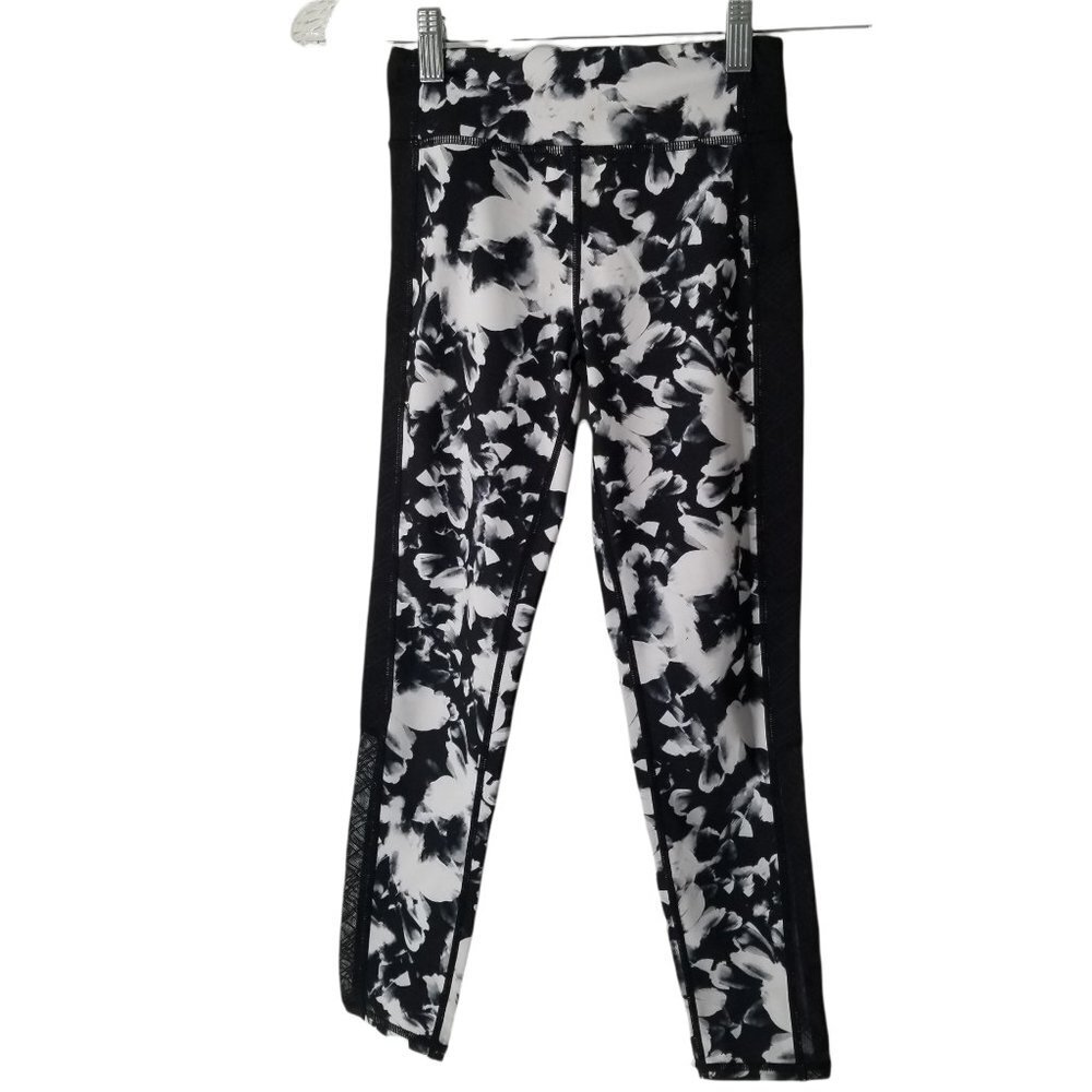 Zella Girl's Black White Watercolor Leggings 8/10